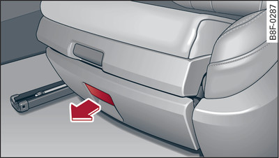 Front end of left front seat: First-aid kit